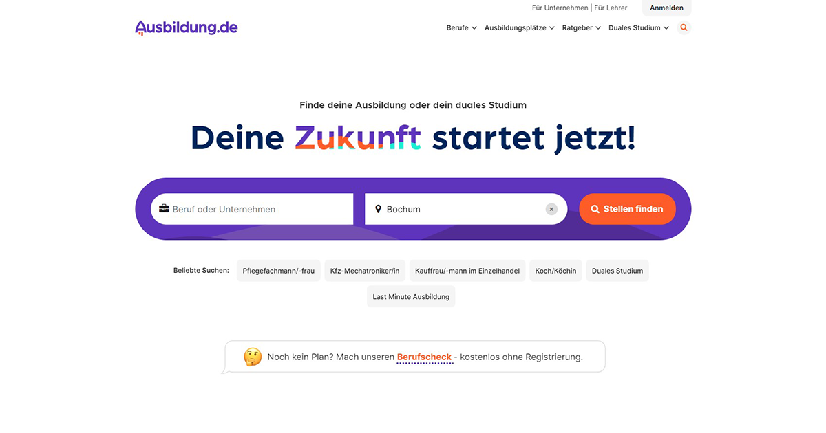 Einfach eine Ausbildung oder ein duales Studium finden